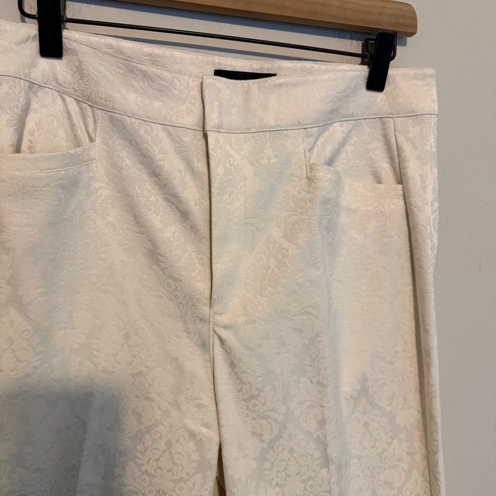 NWT Paige Clean Front Naomi Trouser 30 freshwater pearl jacquard classic wedding - Picture 2 of 5